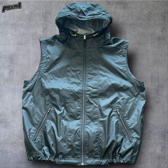 Vintage GAP Vest Mens Extra Large Black Hooded Windbreaker Nylon Mesh 00s Y2K - Picture 1 of 11